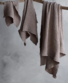Notary Linen Waffle Towels - Mushroom