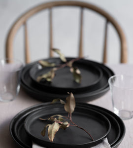 Notary Satin Black Dinnerware Set